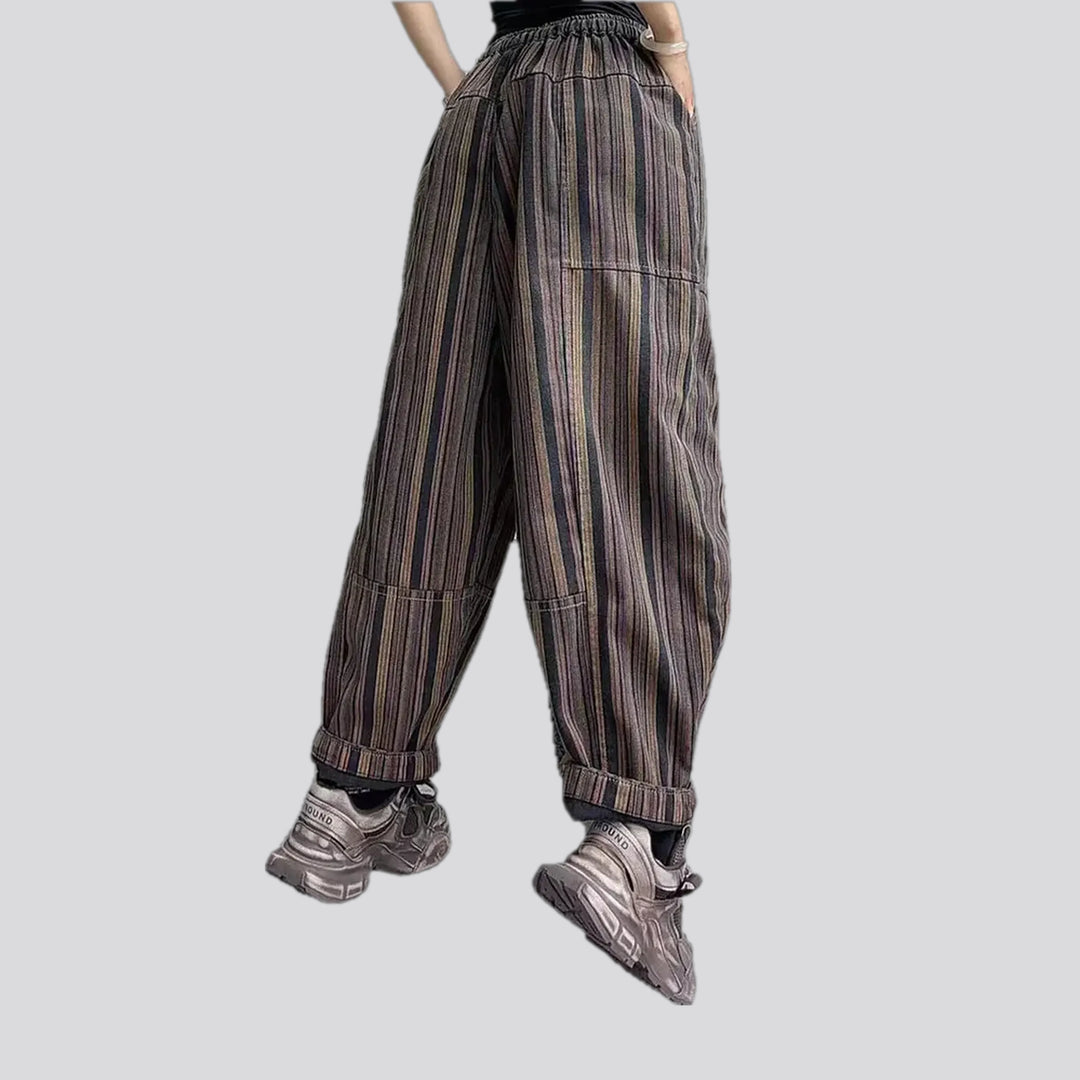 Trendy animal print jean joggers for ladies