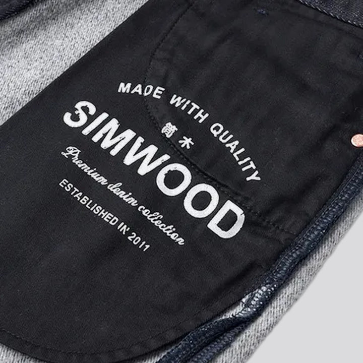 Mid-rise thick warm men's jeans