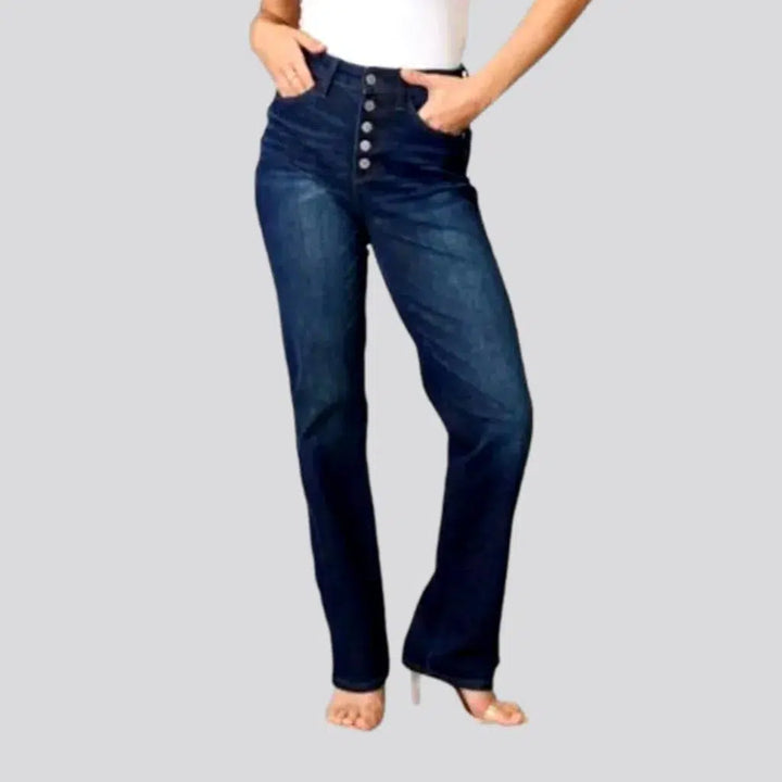 High-waist exposed-buttons jeans for women | Jeans4you.shop